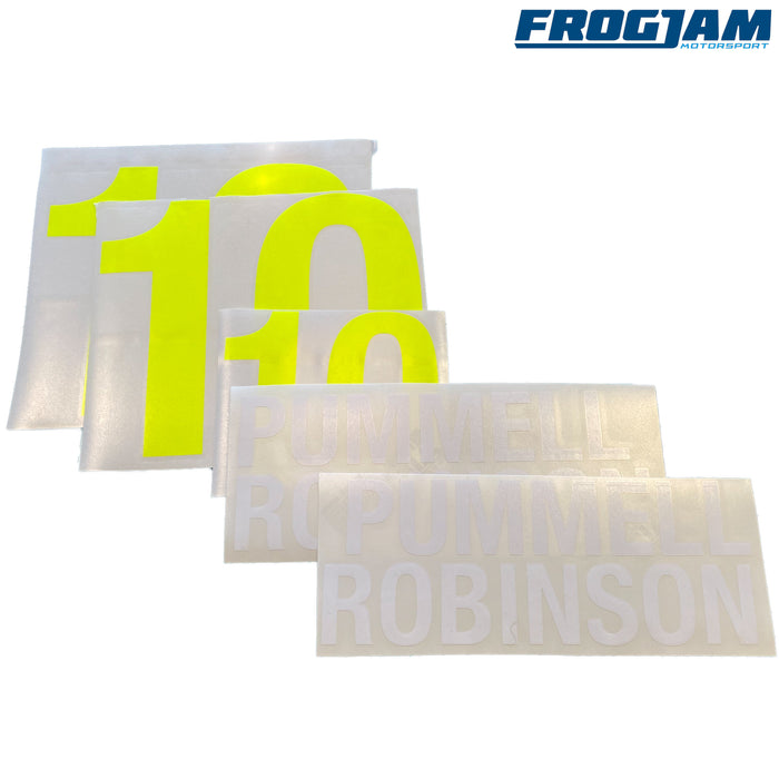 Motorsport/Race Driver Name and Car Number Sticker Set