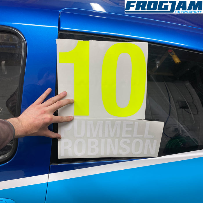 Motorsport/Race Driver Name and Car Number Sticker Set