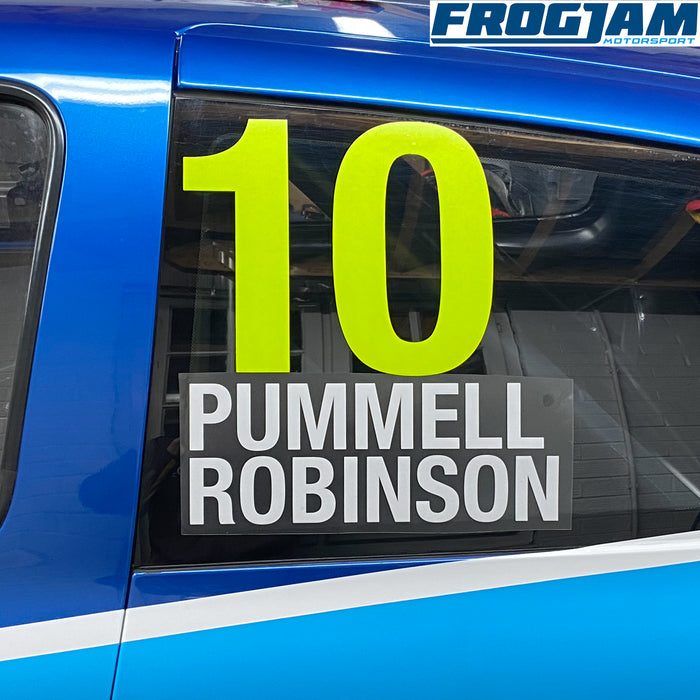 Motorsport/Race Driver Name and Car Number Sticker Set