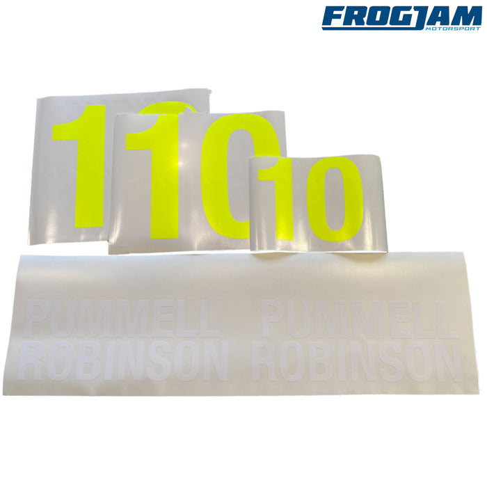 Motorsport/Race Driver Name and Car Number Sticker Set