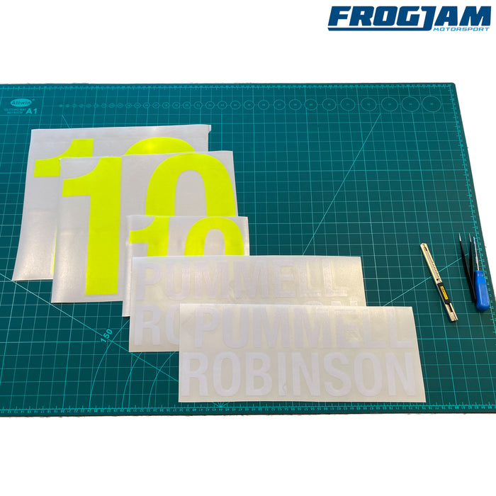 Motorsport/Race Driver Name and Car Number Sticker Set