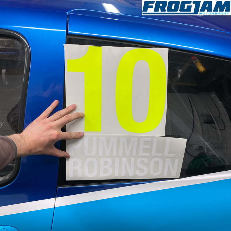 Motorsport/Race Driver Name and Car Number Sticker Set