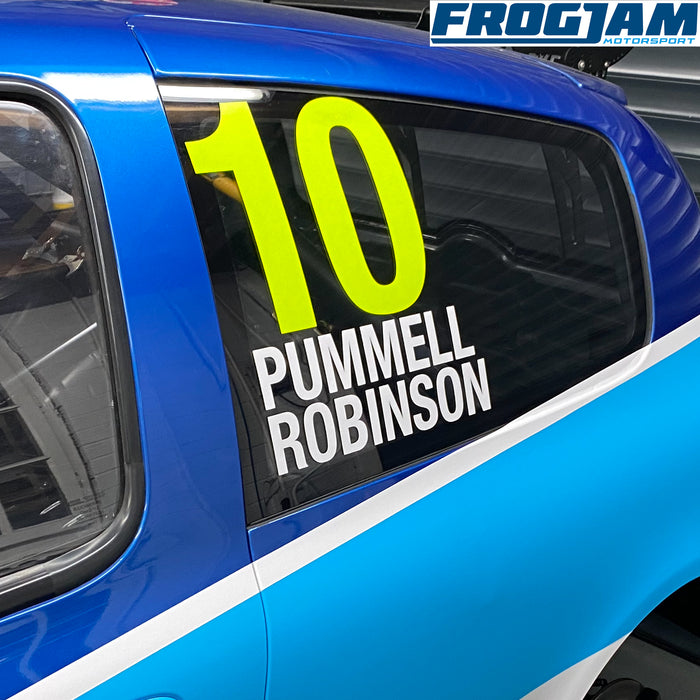 Motorsport/Race Driver Name and Car Number Sticker Set