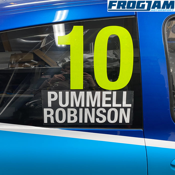 Motorsport/Race Driver Name and Car Number Sticker Set